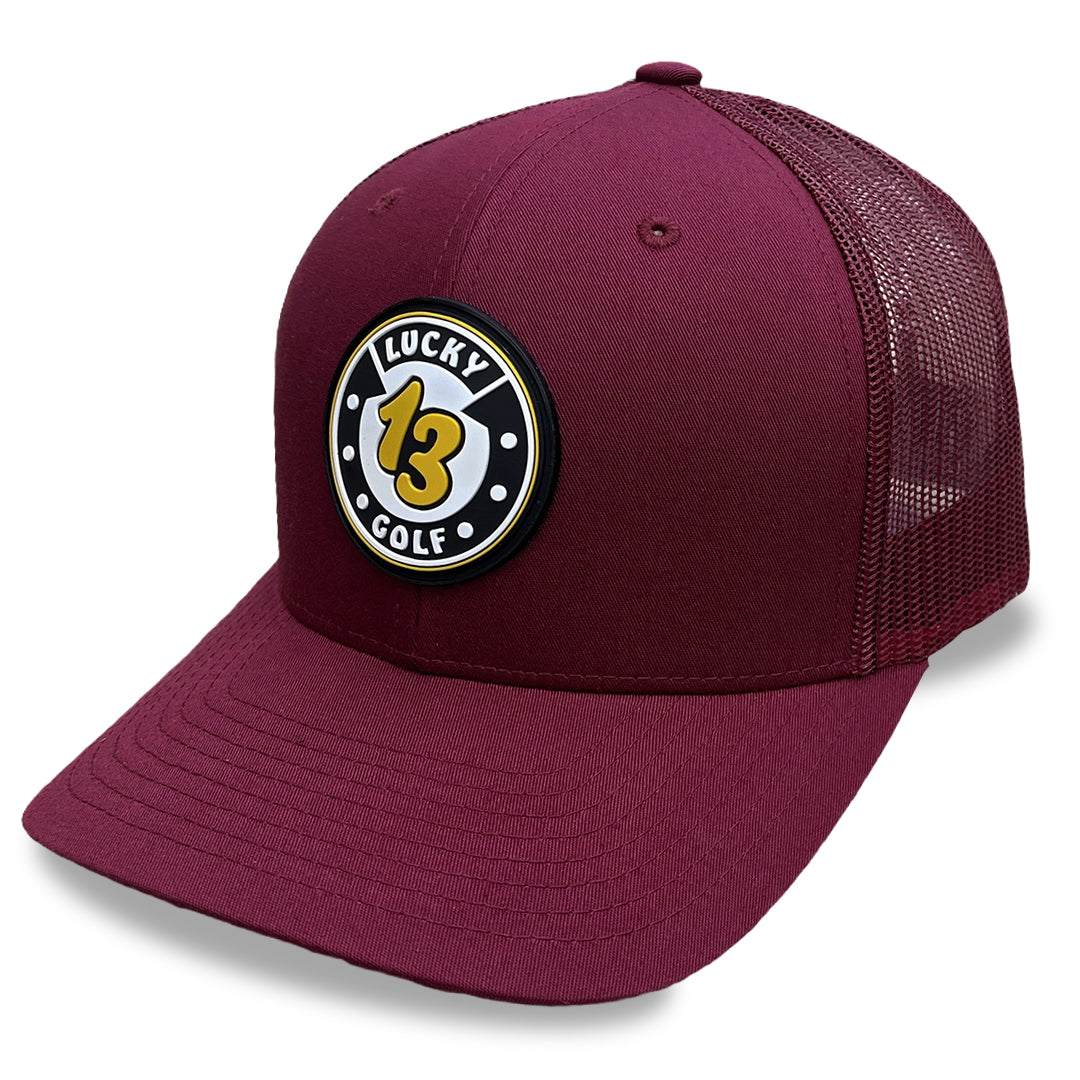 Maroon Flexfit Lucky 13 Golf Hat